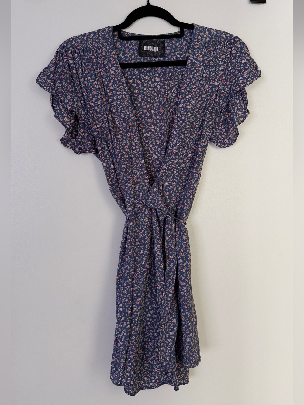 Reformation | Blue Floral Wrap Dress